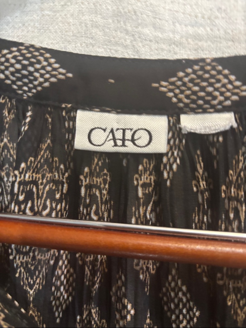Cato Black Boho Tie-Front Tunic with Multicolor Stripe Details - Picture 2 of 11